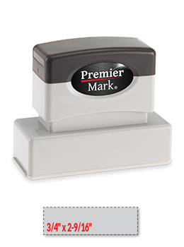 Premier Mark MaxLight XL2-145S pre-inked stamp. Impression size: 3/4" x 2-9/16". Up to 5 lines of copy with thousands of impressions, & is re-inkable.