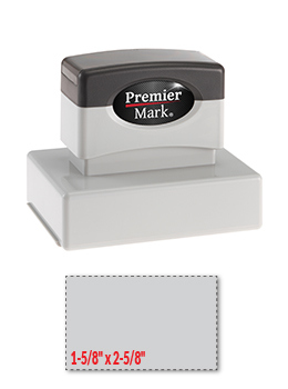 Premier Mark MaxLight XL2-165S pre-inked stamp. Impression size: 1-5/8" x 2-5/8". Up to 10 lines of copy with thousands of impressions, & is re-inkable.