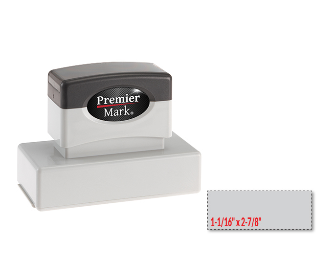 Premier Mark MaxLight XL2-185S pre-inked stamp. Impression size: 1-1/16" x 2-7/8". Up to 6 lines of copy with thousands of impressions, & is re-inkable.