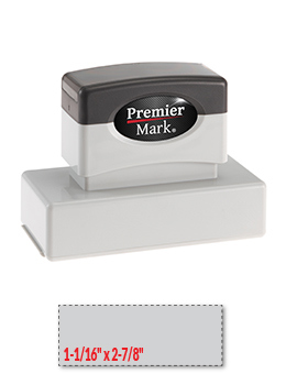 Premier Mark MaxLight XL2-185S pre-inked stamp. Impression size: 1-1/16" x 2-7/8". Up to 6 lines of copy with thousands of impressions, & is re-inkable.