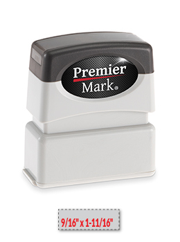 Premier Mark MaxLight XL2-75S pre-inked stamp size: 9/16" x 1-11/16". Up to 3 lines of copy with thousands of initial impressions. Stamp is re-inkable.