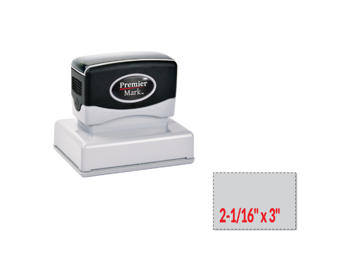 The Premier Mark 225 is a medium large pre-inked stamp, impression size is 2-1/16" x 3", comes with thousands of impressions and the stamp is re-inkable.