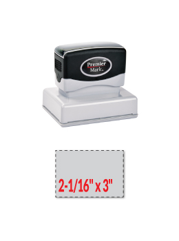 The Premier Mark 225 is a medium large pre-inked stamp, impression size is 2-1/16" x 3", comes with thousands of impressions and the stamp is re-inkable.