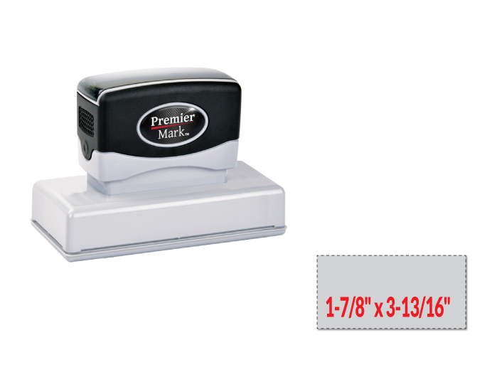 The Premier Mark 275 is a medium large pre-inked stamp, impression size is 1-7/8" x 3-7/8", comes with thousands of impressions and the stamp is re-inkable.