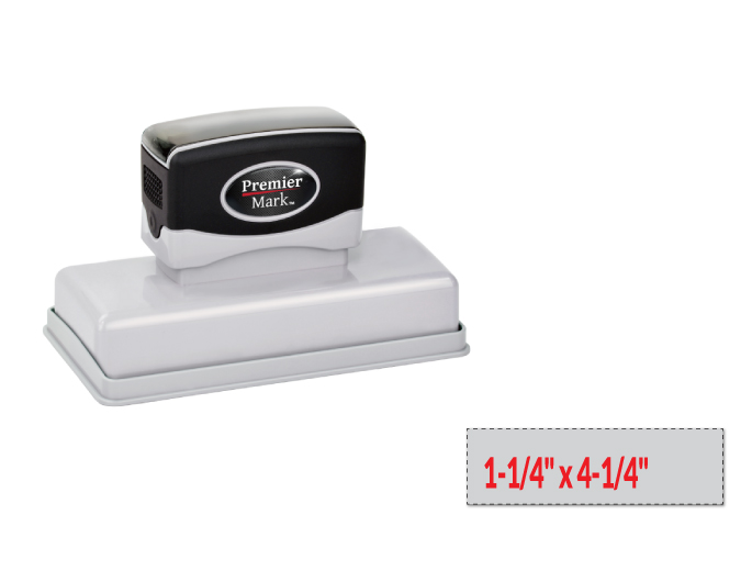 The Premier Mark 720 is a large pre-inked stamp, impression size is 1-1/4" x 4-1/4", &  the stamp is re-inkable with oil based ink.