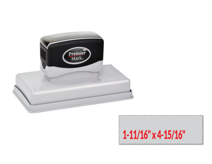 The Premier Mark 750 is a extra large pre-inked stamp, impression size is 1-11/16" x 4-15/16", &  the stamp is re-inkable with oil based ink.