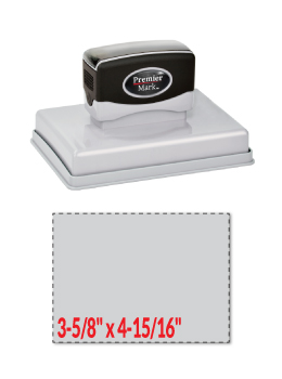 The Premier Mark 800 is the largest pre-inked stamp available, impression size is 3-5/8" x 4-15/16", &  the stamp is re-inkable with oil based ink