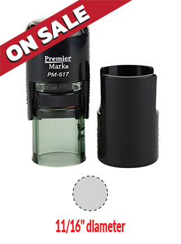 Premier Mark R-517 round self-inking stamp. Comes with thousands of initial impressions. This stamp is re-inkable, choose from many ink colors.
