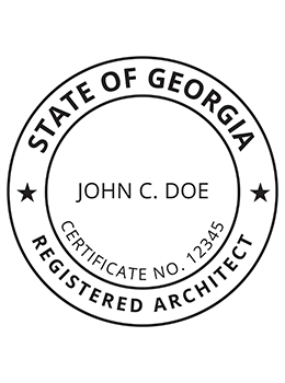 Georgia architect rubber stamp. Laser engraved for crisp and clean impression. Self-inking, pre-inked or traditional.