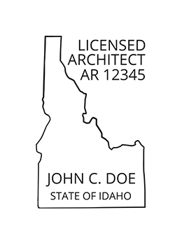 Idaho architect rubber stamp. Laser engraved for crisp and clean impression. Self-inking, pre-inked or traditional.