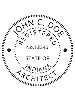 Indiana architect rubber stamp. Laser engraved for crisp and clean impression. Self-inking, pre-inked or traditional.