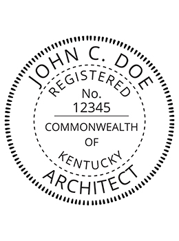 Kentucky architect rubber stamp. Laser engraved for crisp and clean impression. Self-inking, pre-inked or traditional.