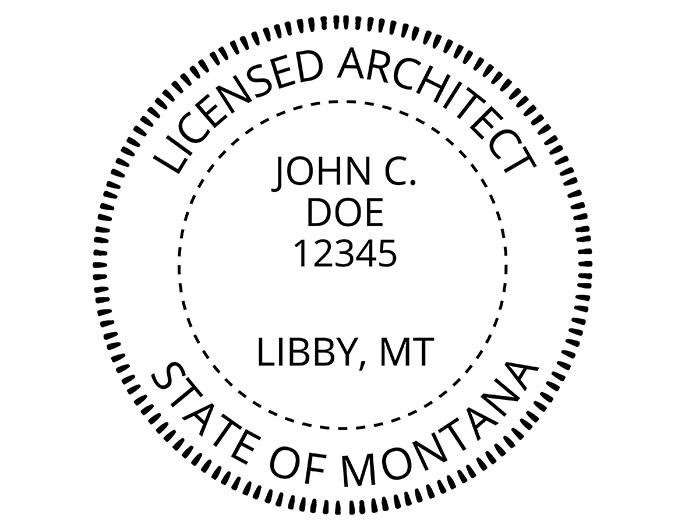 Montana architect rubber stamp. Laser engraved for crisp and clean impression. Self-inking, pre-inked or traditional.