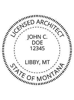 Montana architect rubber stamp. Laser engraved for crisp and clean impression. Self-inking, pre-inked or traditional.