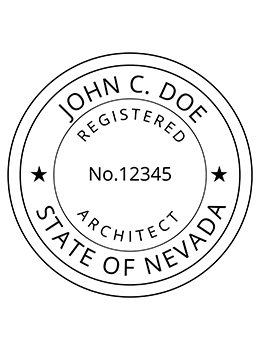 Nevada architect rubber stamp. Laser engraved for crisp and clean impression. Self-inking, pre-inked or traditional.