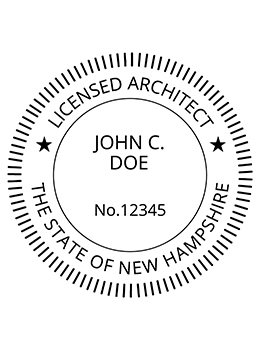 New Hampshire architect rubber stamp. Laser engraved for crisp and clean impression. Self-inking, pre-inked or traditional.