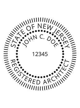 New Jersey architect rubber stamp. Laser engraved for crisp and clean impression. Self-inking, pre-inked or traditional.