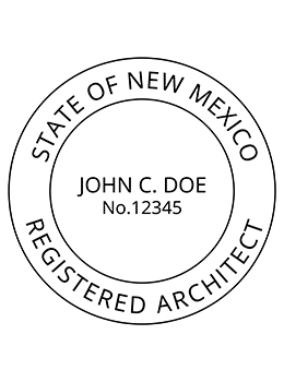 New Mexico architect rubber stamp. Laser engraved for crisp and clean impression. Self-inking, pre-inked or traditional.