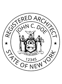 New York architect rubber stamp. Laser engraved for crisp and clean impression. Self-inking, pre-inked or traditional.