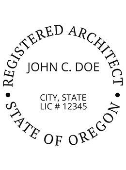 Oregon architect rubber stamp. Laser engraved for crisp and clean impression. Self-inking, pre-inked or traditional.