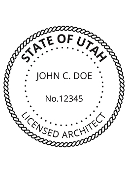 Utah architect rubber stamp. Laser engraved for crisp and clean impression. Self-inking, pre-inked or traditional.