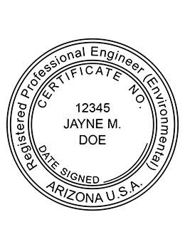 Arizona professional engineer rubber stamp. Laser engraved for crisp and clean impression. Self-inking, pre-inked or traditional.