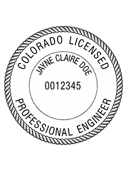 Colorado professional engineer rubber stamp. Laser engraved for crisp and clean impression. Self-inking, pre-inked or traditional.