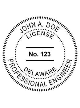 Delaware professional engineer rubber stamp. Laser engraved for crisp and clean impression. Self-inking, pre-inked or traditional.
