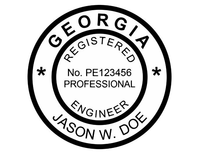 Georgia professional engineer rubber stamp. Laser engraved for crisp and clean impression. Self-inking, pre-inked or traditional.