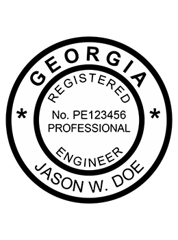 Georgia professional engineer rubber stamp. Laser engraved for crisp and clean impression. Self-inking, pre-inked or traditional.