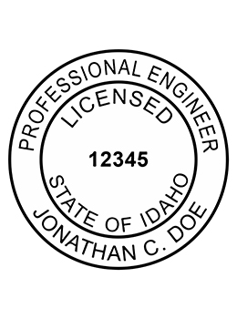 Idaho professional engineer rubber stamp. Laser engraved for crisp and clean impression. Self-inking, pre-inked or traditional.