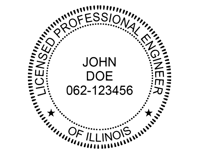 Illinois professional engineer rubber stamp. Laser engraved for crisp and clean impression. Self-inking, pre-inked or traditional.