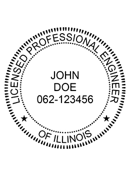 Illinois professional engineer rubber stamp. Laser engraved for crisp and clean impression. Self-inking, pre-inked or traditional.