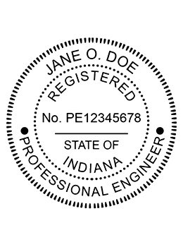 Indiana professional engineer rubber stamp. Laser engraved for crisp and clean impression. Self-inking, pre-inked or traditional.