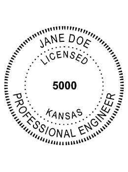 Kansas professional engineer rubber stamp. Laser engraved for crisp and clean impression. Self-inking, pre-inked or traditional.