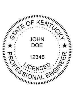 Kentucky professional engineer rubber stamp. Laser engraved for crisp and clean impression. Self-inking, pre-inked or traditional.