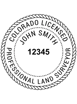 Colorado land surveyor rubber stamp. Laser engraved for crisp and clean impression. Self-inking, pre-inked or traditional.