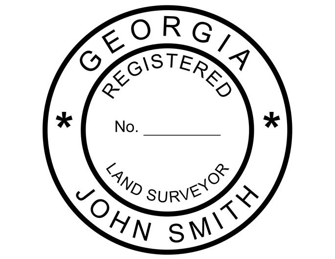 Georgia  land surveyor rubber stamp. Laser engraved for crisp and clean impression. Self-inking, pre-inked or traditional.