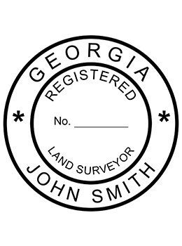 Georgia  land surveyor rubber stamp. Laser engraved for crisp and clean impression. Self-inking, pre-inked or traditional.