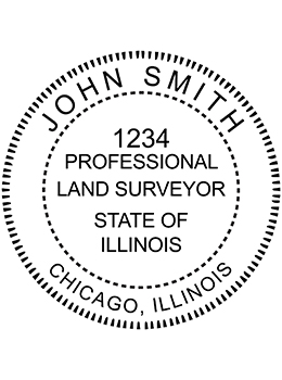 Illinois land surveyor rubber stamp. Laser engraved for crisp and clean impression. Self-inking, pre-inked or traditional.