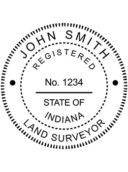 Indiana land surveyor rubber stamp. Laser engraved for crisp and clean impression. Self-inking, pre-inked or traditional.