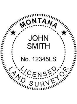 Montana land surveyor rubber stamp. Laser engraved for crisp and clean impression. Self-inking, pre-inked or traditional.