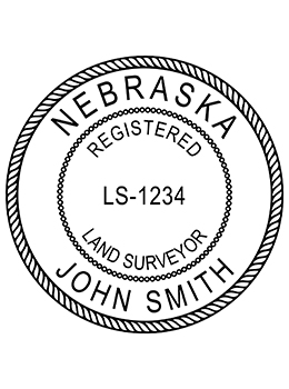 Nebraska land surveyor rubber stamp. Laser engraved for crisp and clean impression. Self-inking, pre-inked or traditional.