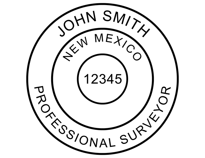 New Mexico land surveyor rubber stamp. Laser engraved for crisp and clean impression. Self-inking, pre-inked or traditional.