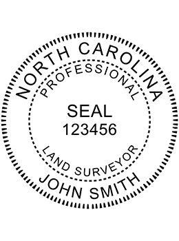 North Carolina land surveyor rubber stamp. Laser engraved for crisp and clean impression. Self-inking, pre-inked or traditional.