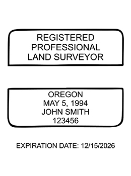 Oregon land surveyor rubber stamp. Laser engraved for crisp and clean impression. Self-inking, pre-inked or traditional.