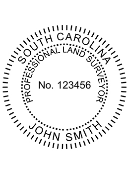 South Carolina land surveyor rubber stamp. Laser engraved for crisp and clean impression. Self-inking, pre-inked or traditional.
