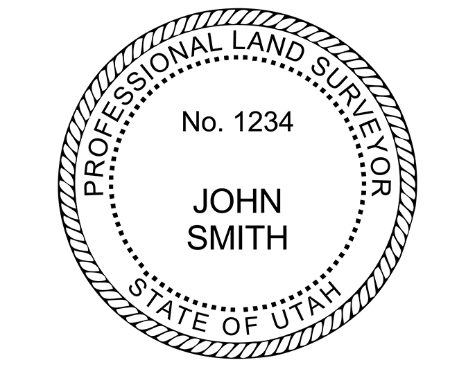 Utah land surveyor rubber stamp. Laser engraved for crisp and clean impression. Self-inking, pre-inked or traditional.