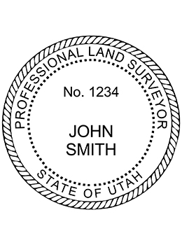 Utah land surveyor rubber stamp. Laser engraved for crisp and clean impression. Self-inking, pre-inked or traditional.