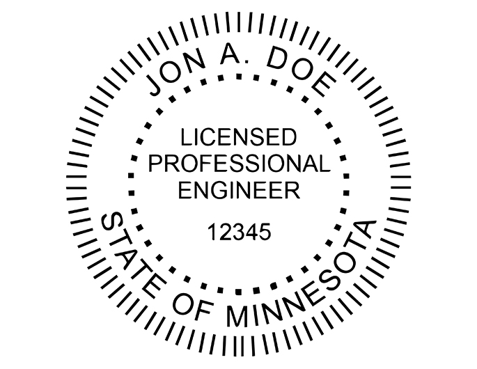 Minnesota professional engineer rubber stamp. Laser engraved for crisp and clean impression. Self-inking, pre-inked or traditional.